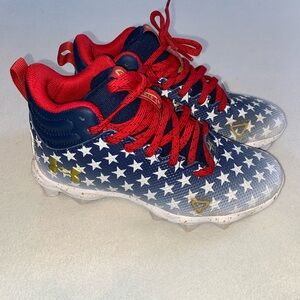 Under Armour Kids' Starry Football Cleats - Navy, Red, White Size 2.5 Youth